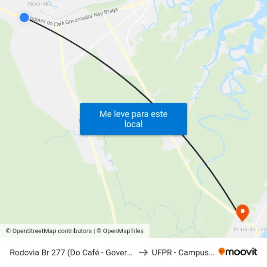 Rodovia Br 277 (Do Café - Governador Ney Braga) to UFPR - Campus Marissol map