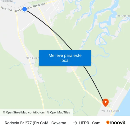 Rodovia Br 277 (Do Café - Governador Ney Braga) Alto Da Pixirica to UFPR - Campus Marissol map