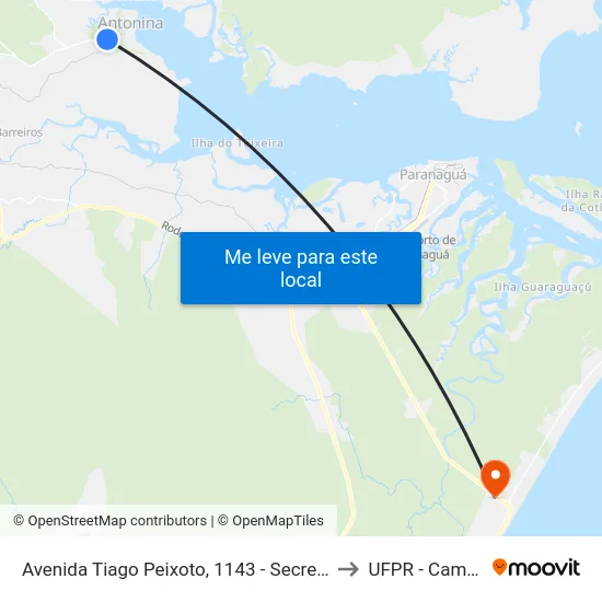 Avenida Tiago Peixoto, 1143 - Secretária De Planejamento E Obras to UFPR - Campus Marissol map