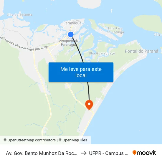 Av. Gov. Bento Munhoz Da Rocha Netto, 134 to UFPR - Campus Marissol map