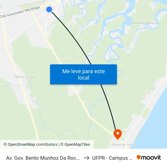 Av. Gov. Bento Munhoz Da Rocha Neto, 4919 to UFPR - Campus Marissol map