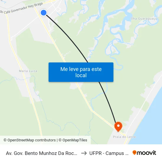 Av. Gov. Bento Munhoz Da Rocha Neto, 6187 to UFPR - Campus Marissol map