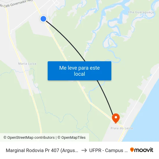 Marginal Rodovia Pr 407 (Argus Thá Heyn), 203 to UFPR - Campus Marissol map