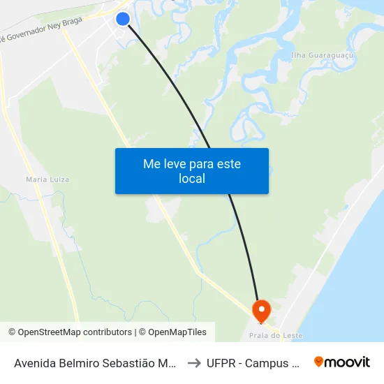 Avenida Belmiro Sebastião Marques, 690 to UFPR - Campus Marissol map
