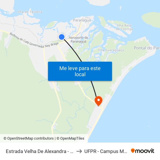 Estrada Velha De Alexandra - Brf Sadia to UFPR - Campus Marissol map