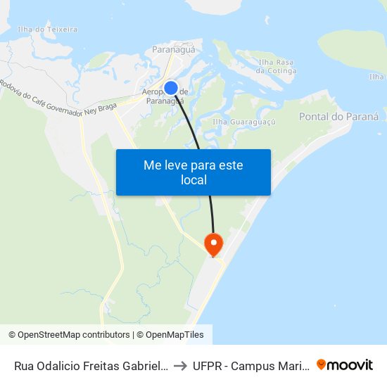 Rua Odalicio Freitas Gabriel, 143 to UFPR - Campus Marissol map