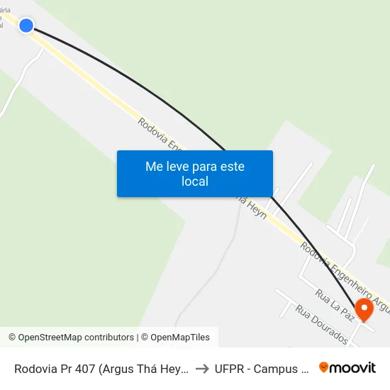 Rodovia Pr 407 (Argus Thá Heyn) - Tabuleiro to UFPR - Campus Marissol map