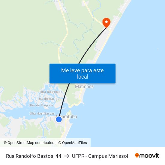 Rua Randolfo Bastos, 44 to UFPR - Campus Marissol map