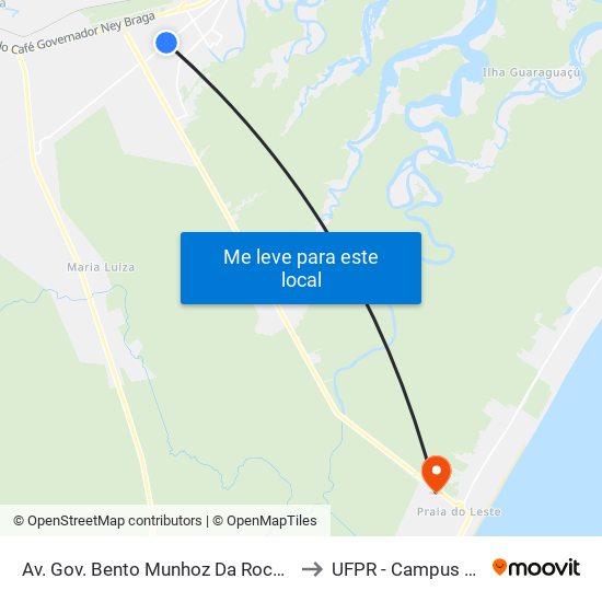 Av. Gov. Bento Munhoz Da Rocha Neto, 5836 to UFPR - Campus Marissol map