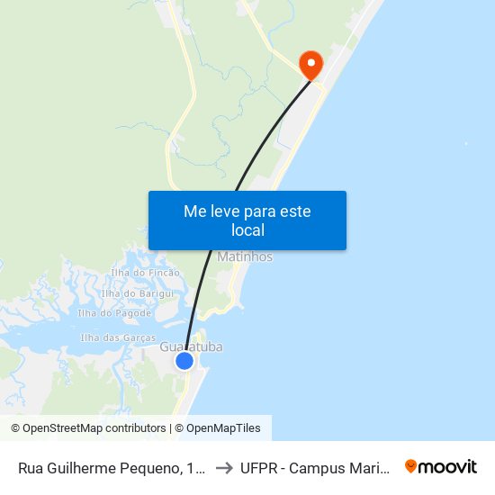 Rua Guilherme Pequeno, 1426 to UFPR - Campus Marissol map