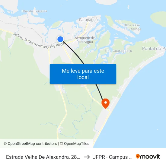 Estrada Velha De Alexandra, 2872 - Granelmar to UFPR - Campus Marissol map