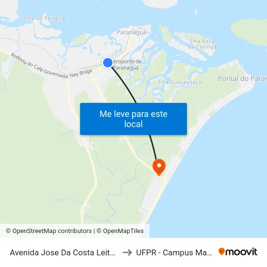 Avenida Jose Da Costa Leite, 2614 to UFPR - Campus Marissol map