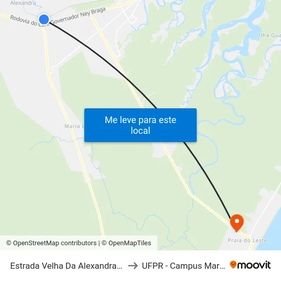 Estrada Velha Da Alexandra, 6104 to UFPR - Campus Marissol map