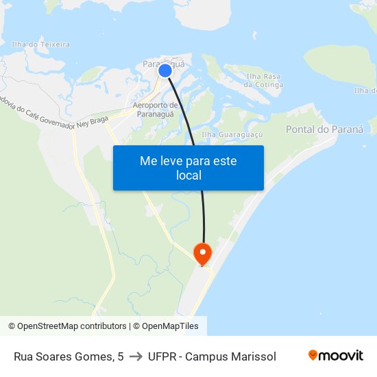 Rua Soares Gomes, 5 to UFPR - Campus Marissol map