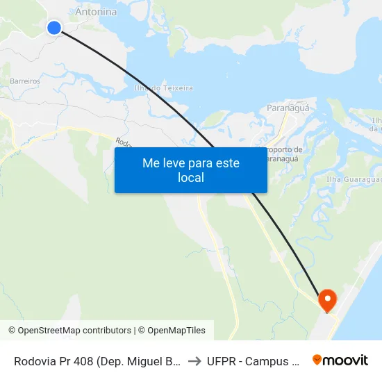 Rodovia Pr 408 (Dep. Miguel Bufara) 3905 to UFPR - Campus Marissol map