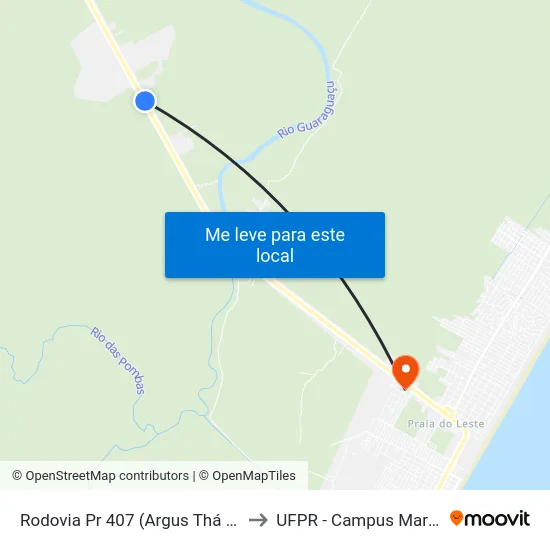 Rodovia Pr 407 (Argus Thá Heyn) to UFPR - Campus Marissol map