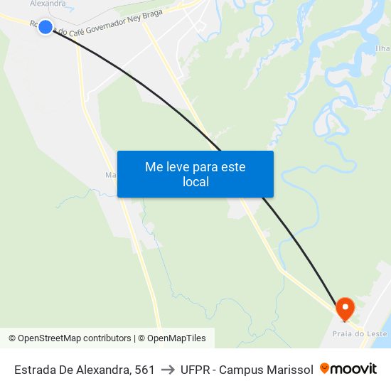 Estrada De Alexandra, 561 to UFPR - Campus Marissol map