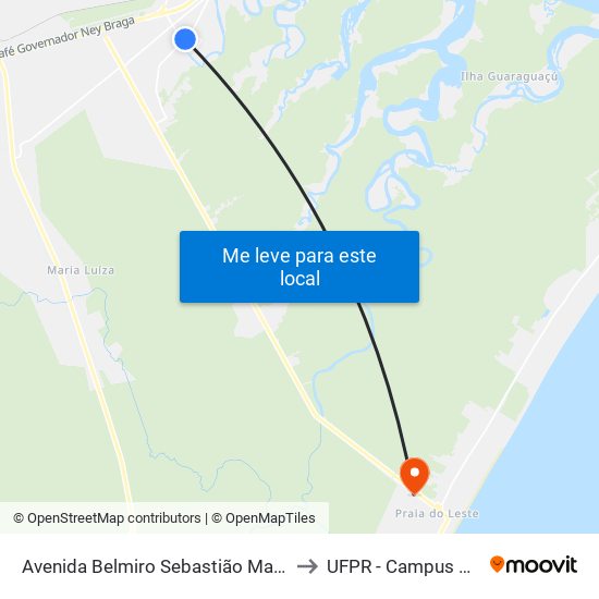 Avenida Belmiro Sebastião Marques, 1474 to UFPR - Campus Marissol map