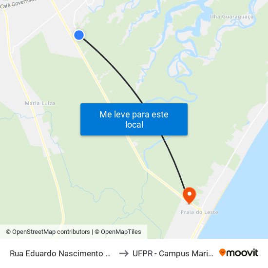 Rua Eduardo Nascimento Viana to UFPR - Campus Marissol map
