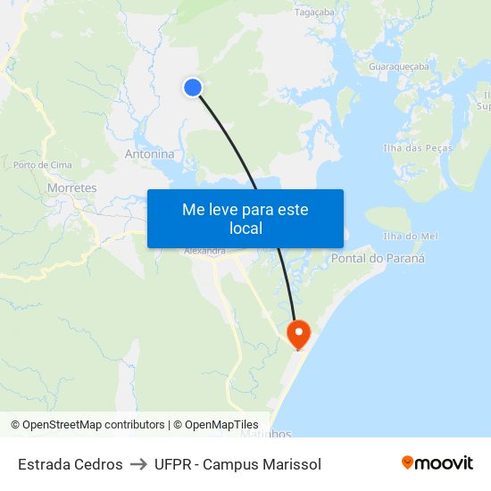 Estrada Cedros to UFPR - Campus Marissol map