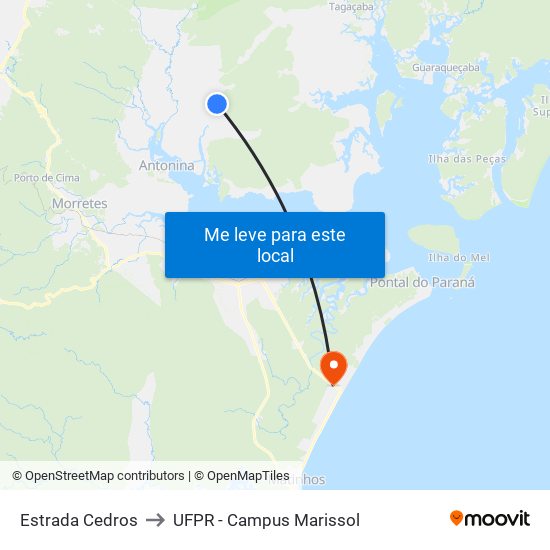 Estrada Cedros to UFPR - Campus Marissol map