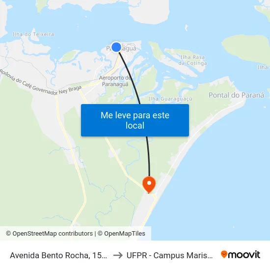 Avenida Bento Rocha, 1502 to UFPR - Campus Marissol map