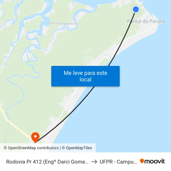 Rodovia Pr 412 (Engº Darci Gomes De Morais) - Km 66 to UFPR - Campus Marissol map