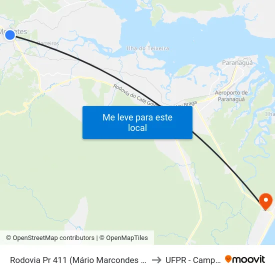 Rodovia Pr 411 (Mário Marcondes Lobo) - Igreja São Benedito to UFPR - Campus Marissol map