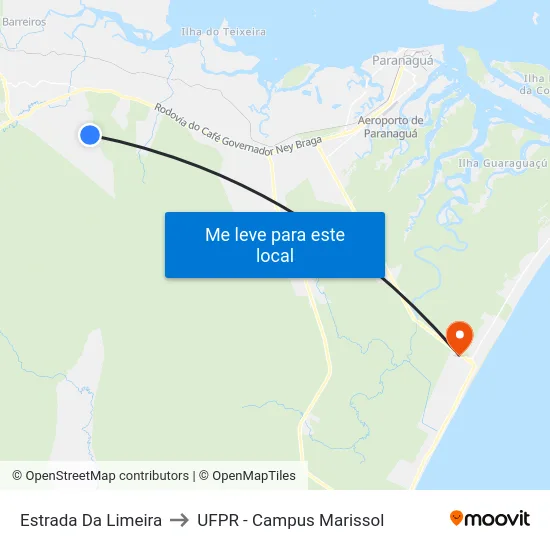 Estrada Da Limeira to UFPR - Campus Marissol map