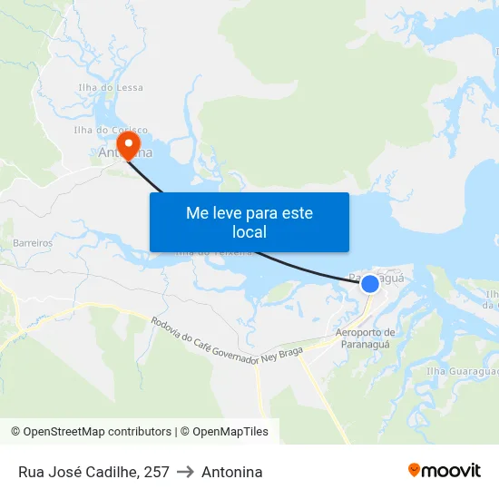 Rua José Cadilhe, 257 to Antonina map