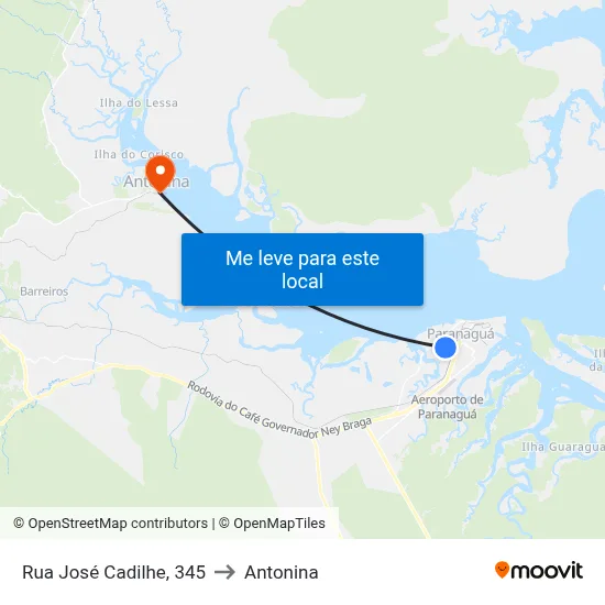 Rua José Cadilhe, 345 to Antonina map
