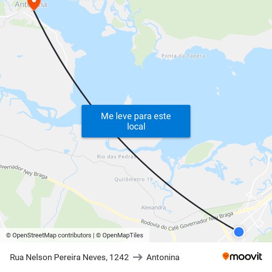 Rua Nelson Pereira Neves, 1242 to Antonina map