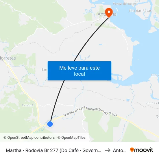 Martha - Rodovia Br 277 (Do Café - Governador Ney Braga) to Antonina map