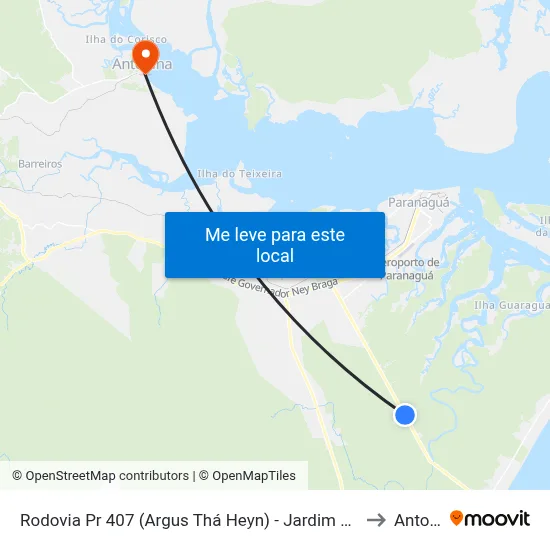Rodovia Pr 407 (Argus Thá Heyn) - Jardim Do Bosque / Cometa to Antonina map