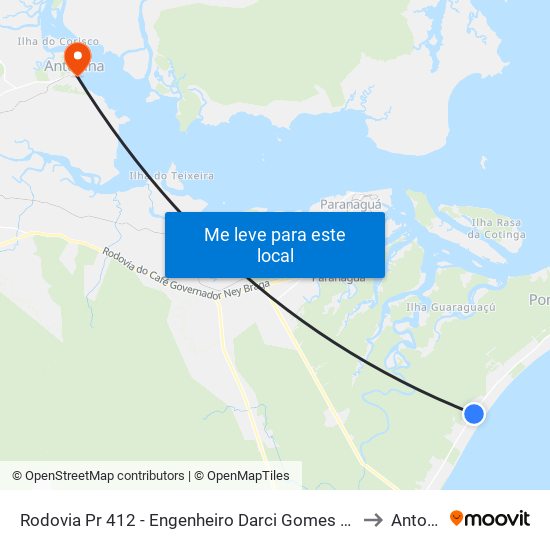 Rodovia Pr 412 - Engenheiro Darci Gomes De Morais, 7410 to Antonina map
