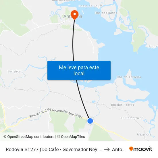 Rodovia Br 277 (Do Café - Governador Ney Braga) - Km 19 to Antonina map