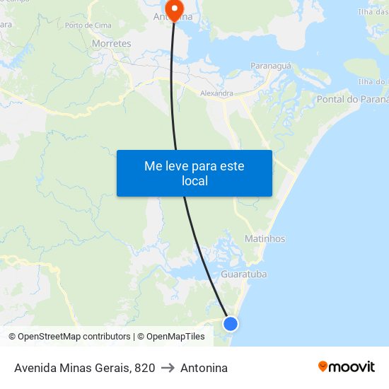 Avenida Minas Gerais, 820 to Antonina map