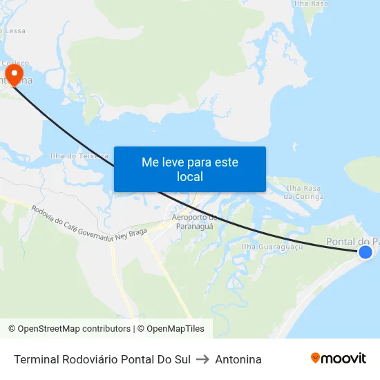 Terminal Rodoviário Pontal Do Sul to Antonina map