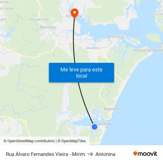 Rua Álvaro Fernandes Vieira - Mirim to Antonina map