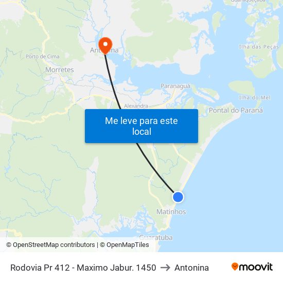 Rodovia Pr 412 - Maximo Jabur. 1450 to Antonina map