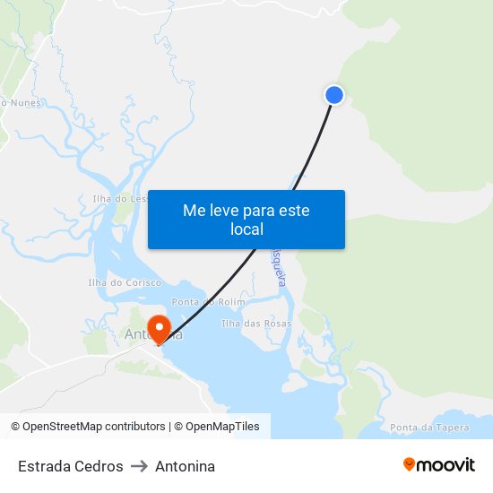 Estrada Cedros to Antonina map