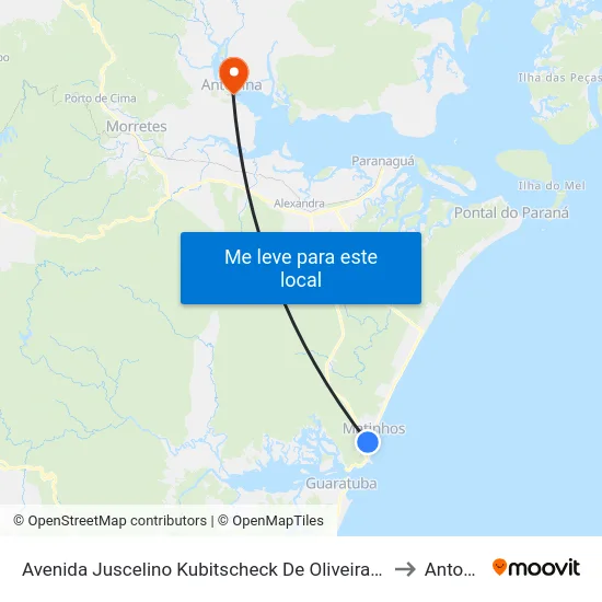 Avenida Juscelino Kubitscheck De Oliveira, 699 - Nissei to Antonina map