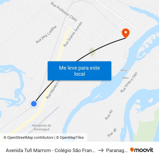 Avenida Tufi Marrom - Colégio São Francisco to Paranaguá map