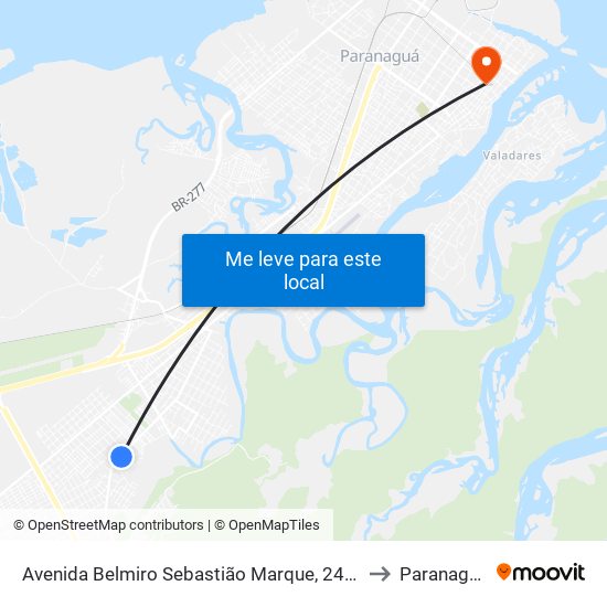 Avenida Belmiro Sebastião Marque, 2433 to Paranaguá map