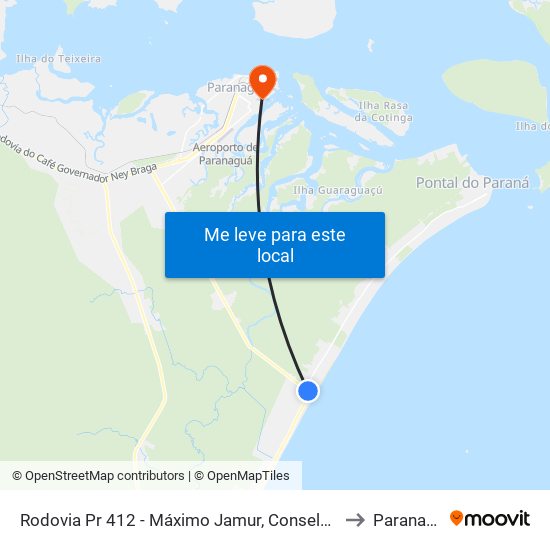 Rodovia Pr 412 - Máximo Jamur, Conselho Tutelar to Paranaguá map