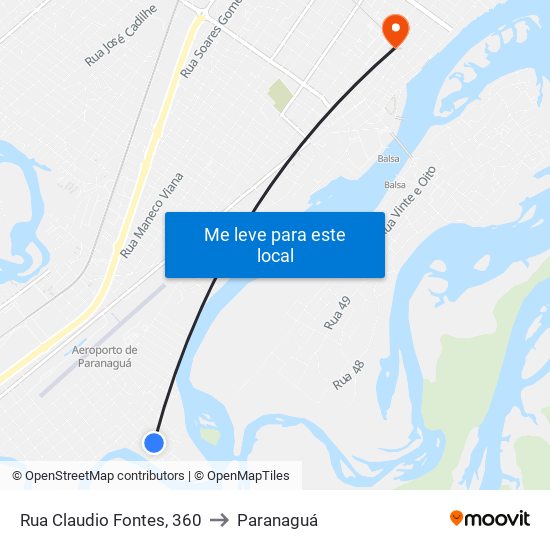 Rua Claudio Fontes, 360 to Paranaguá map