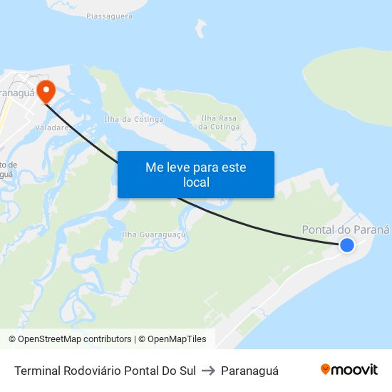 Terminal Rodoviário Pontal Do Sul to Paranaguá map