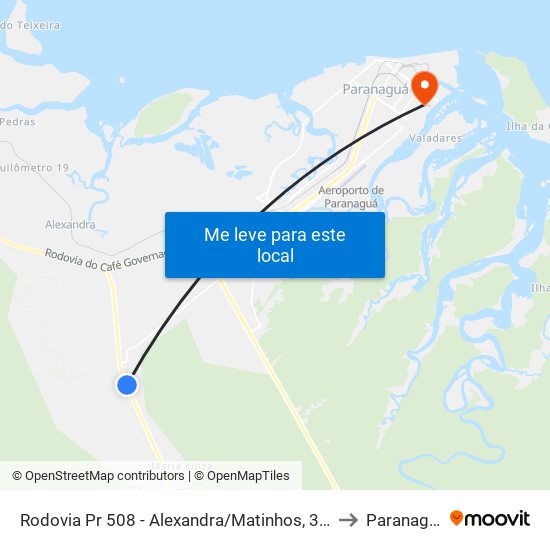 Rodovia Pr 508 - Alexandra/Matinhos, 3602 to Paranaguá map
