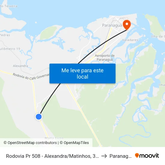 Rodovia Pr 508 - Alexandra/Matinhos, 3965 to Paranaguá map