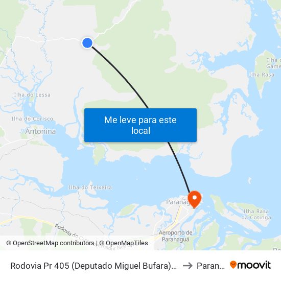 Rodovia Pr 405 (Deputado Miguel Bufara) - Entrada P/ Cedros to Paranaguá map